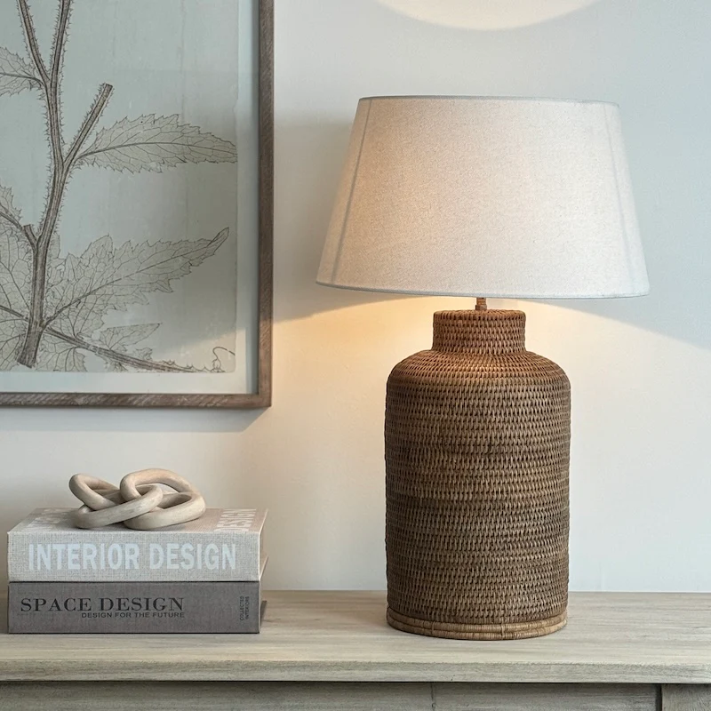 Tall Tea Caddy Rattan Table Lamp - Image 4