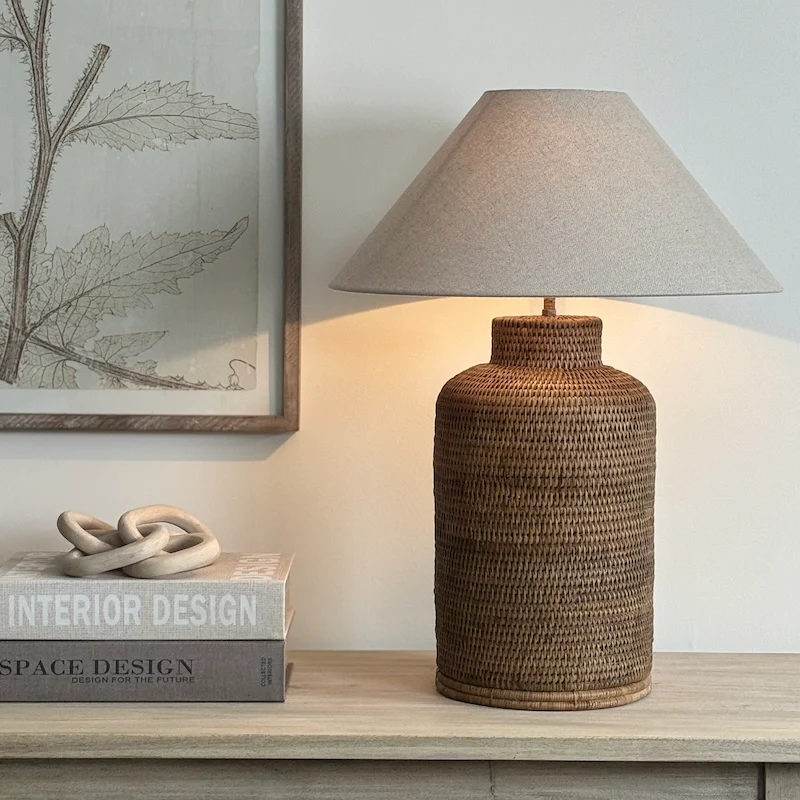 Tall Tea Caddy Rattan Table Lamp - Image 5