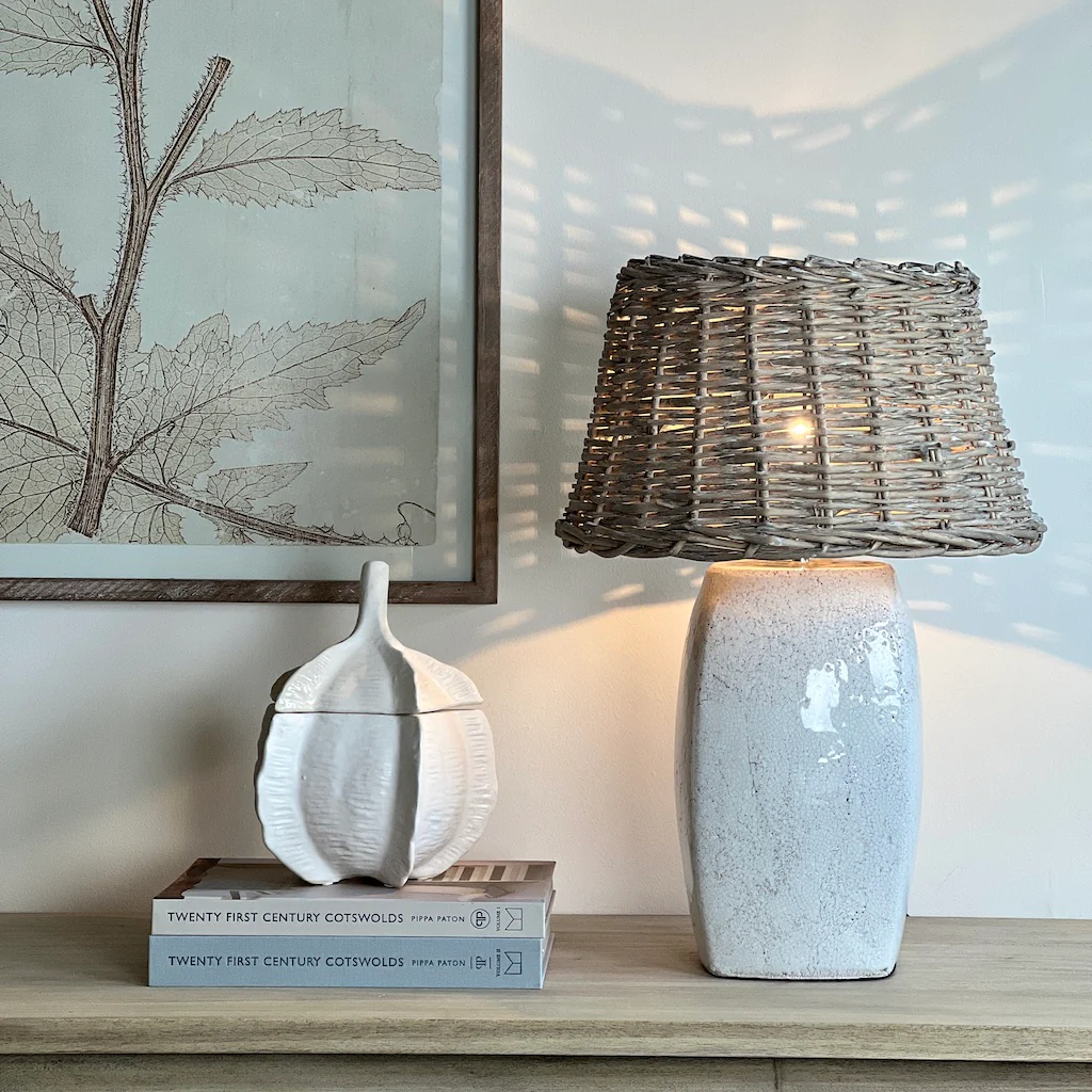 Tall White Crackle Glaze Table Lamp - Image 6