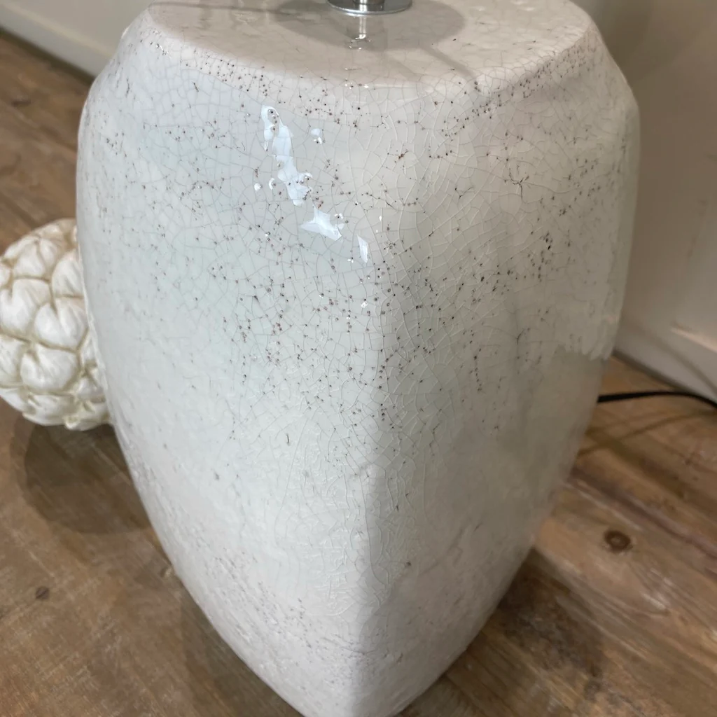 Tall White Crackle Glaze Table Lamp - Image 8