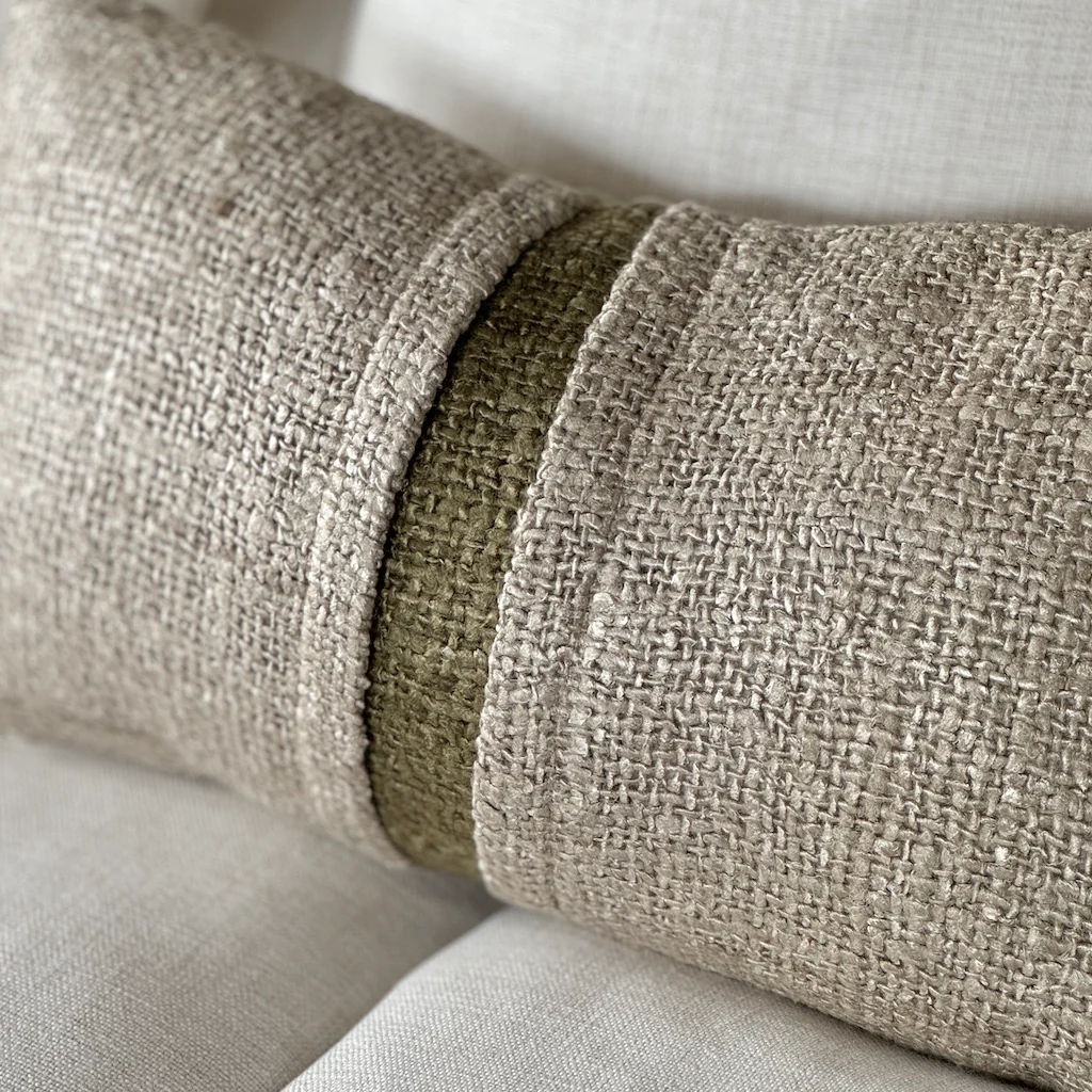 Olive Stripe Soft Thread Rectangular Bolster Cushion - Image 3