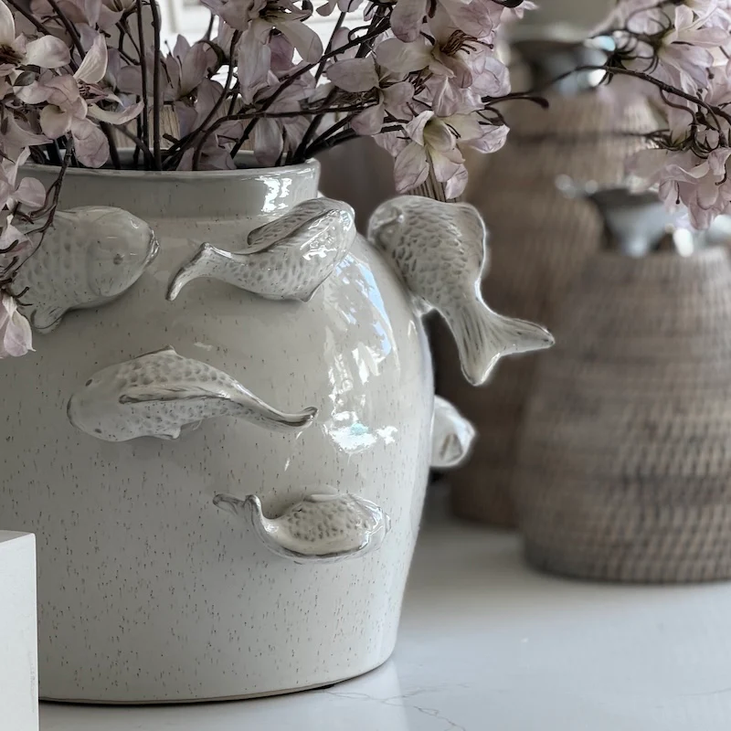 Textured Fish Ceramic Vase – Medium Size - Image 6