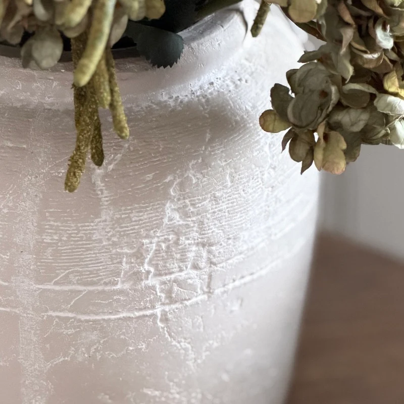 Textured Stone Effect Ceramic Vase – Neutral Rustic Pot 25cm - Image 3
