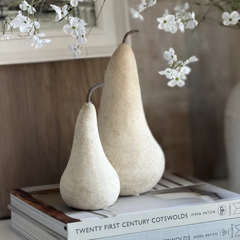 Textured Stone Effect Pear Sculpture - Two Sizes