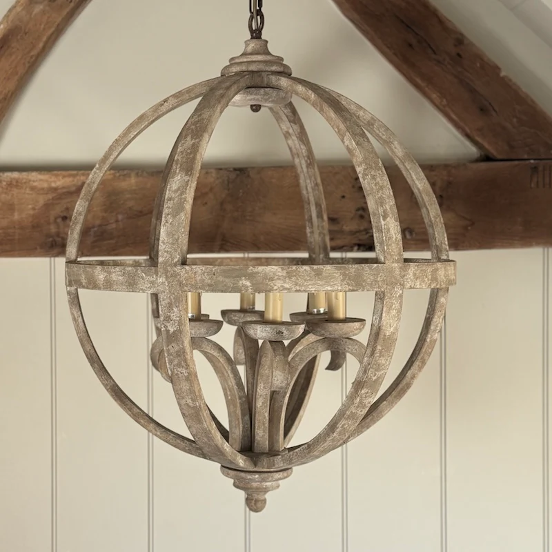 The Phillipe Round Wooden Orb Chandelier Medium