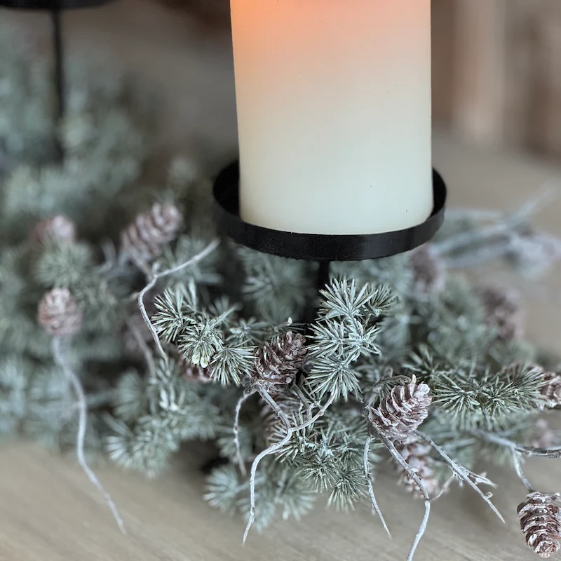 Triple Candle Holder Needle Pine Cone Table Centre - Image 2