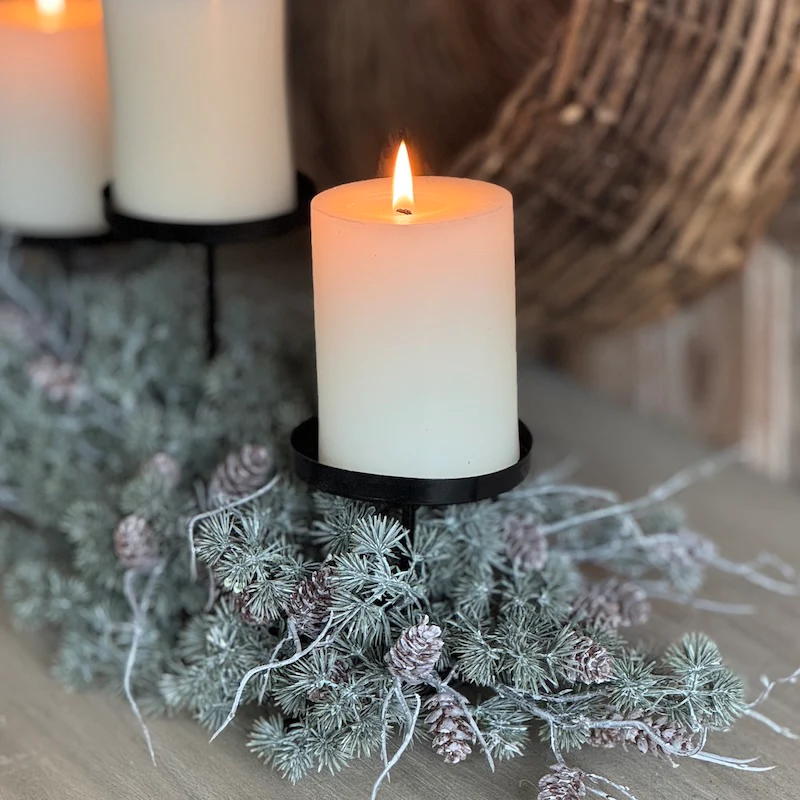 Triple Candle Holder Needle Pine Cone Table Centre - Image 3
