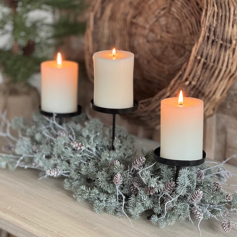 Triple Candle Holder Needle Pine Cone Table Centre - Image 4