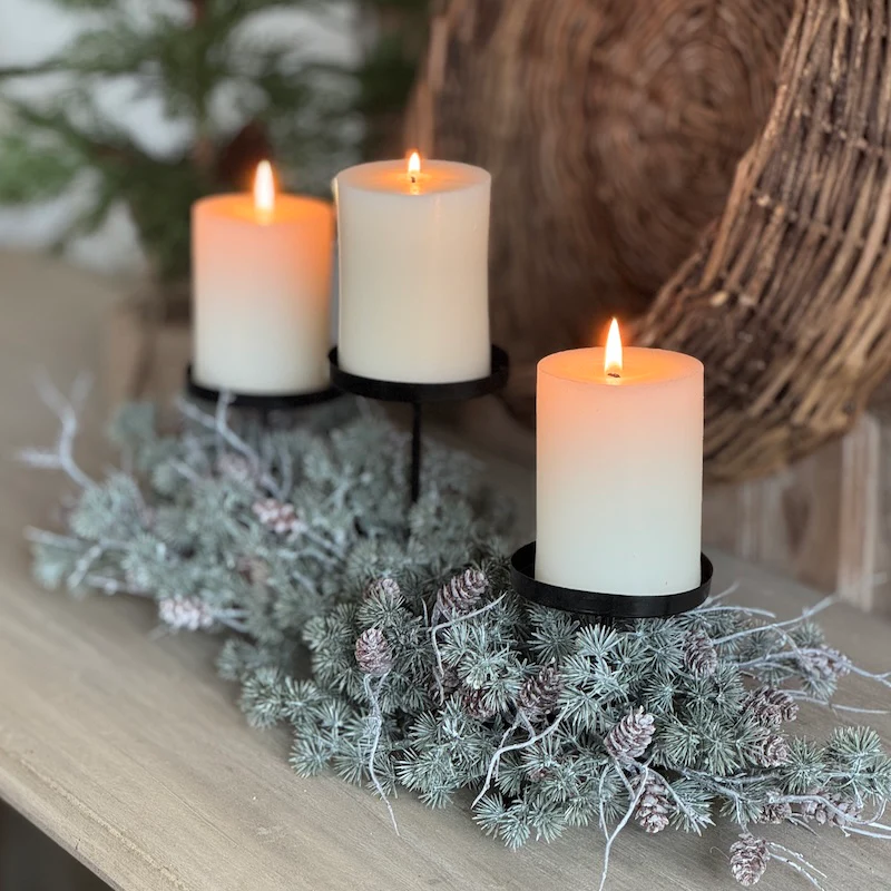 Triple Candle Holder Needle Pine Cone Table Centre - Image 5
