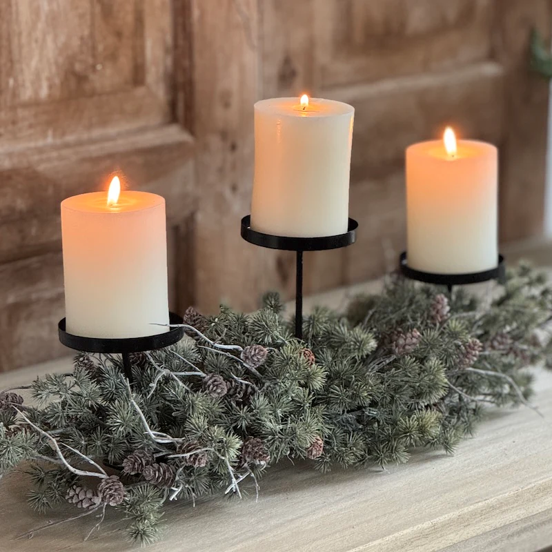 Triple Candle Holder Needle Pine Cone Table Centre - Image 7