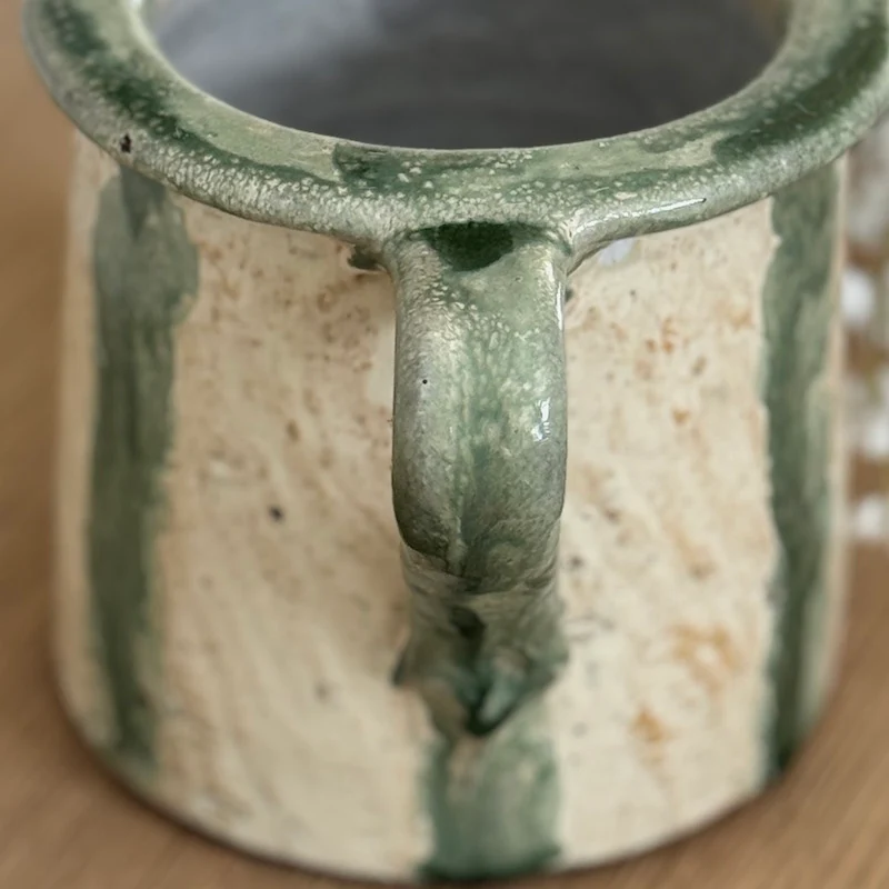 Twin Handle Provence Stripe Glazed Pot - Image 3
