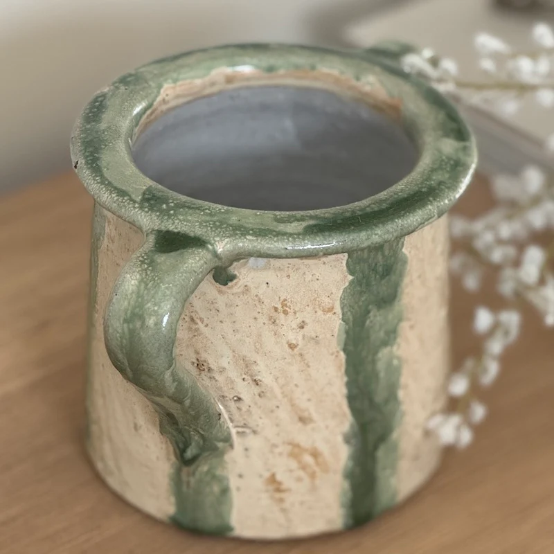 Twin Handle Provence Stripe Glazed Pot - Image 6