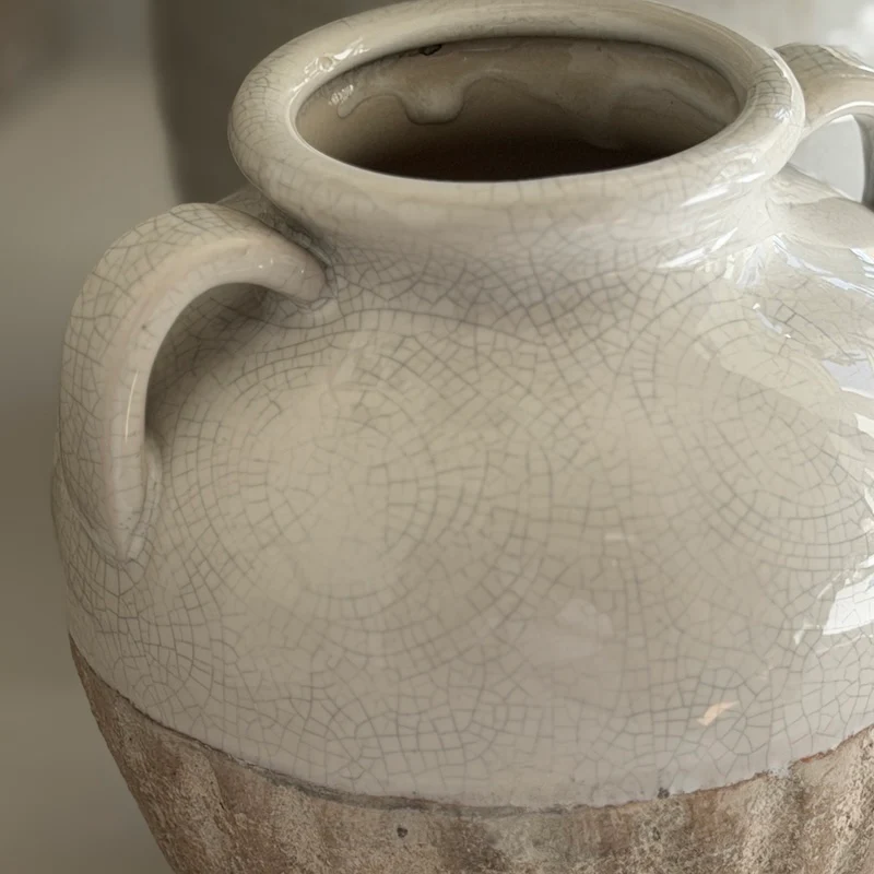 Two-Handled Ceramic Vase – Textured Neutral Glaze - Image 4