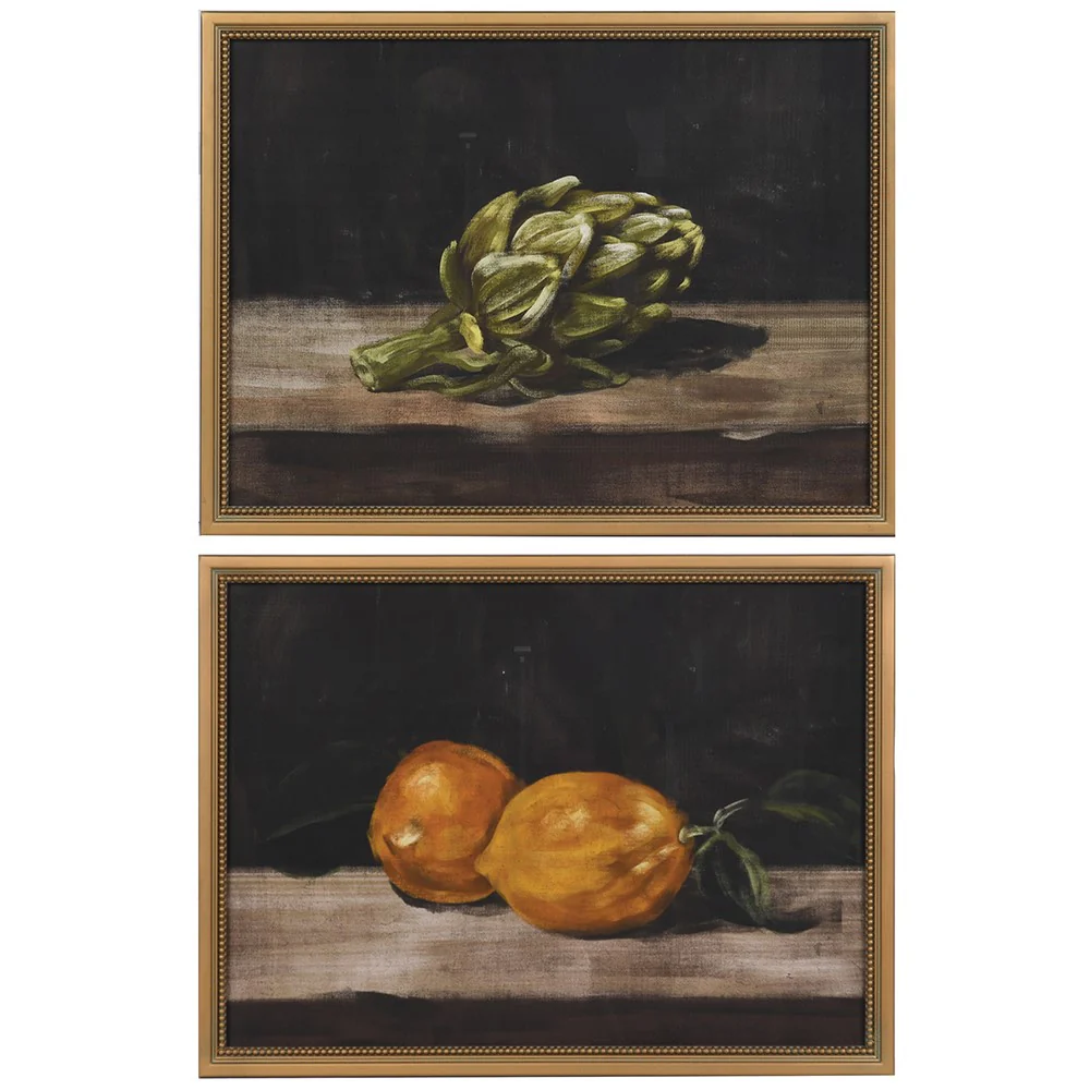 Two Still Life Framed Canvases - Fruit & Veg