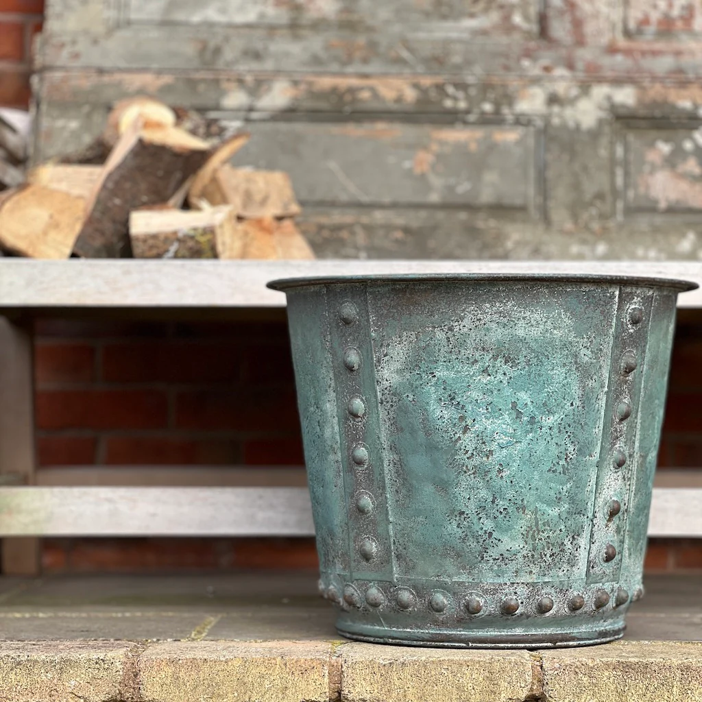 Verdigris Studded Iron Planter - Image 3