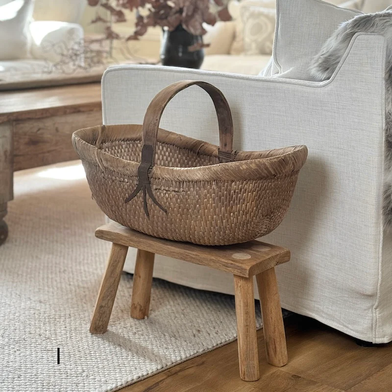 Vintage Chinese Harvest Basket - Image 11