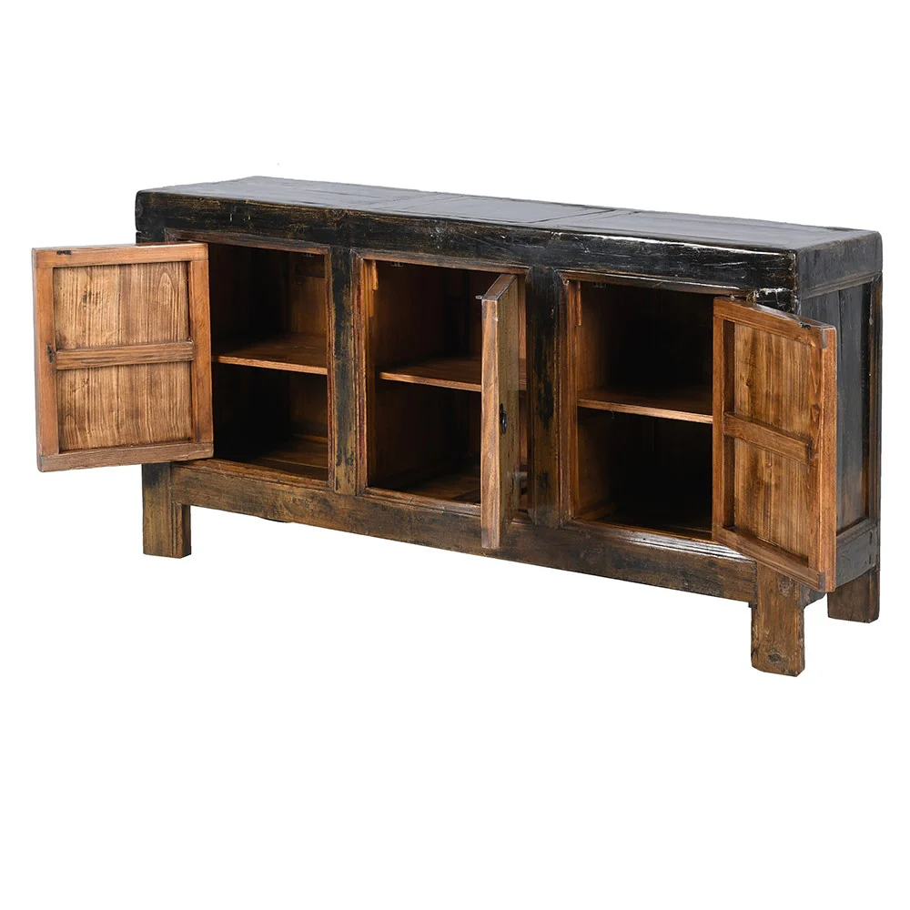 Vintage Chinese Lacquered 3 Door Sideboard - Image 3