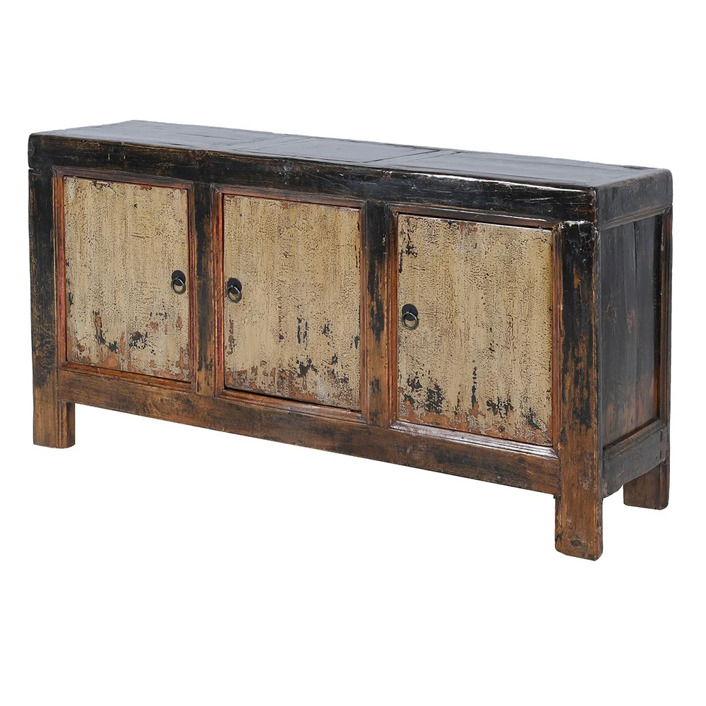 Vintage Chinese Lacquered 3 Door Sideboard - Image 4