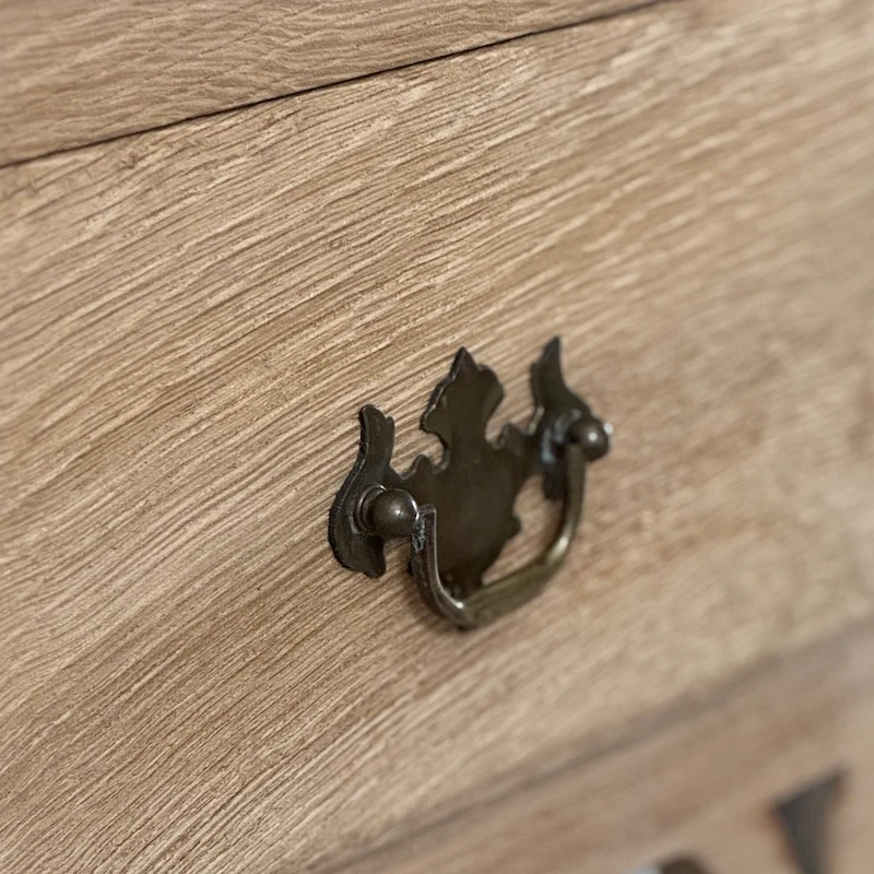 Vintage French Oak Low Boy 3 Drawer Console Table - Image 3