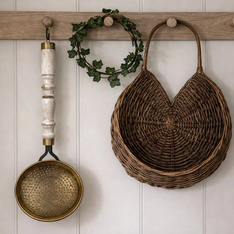 Vintage Indian Brass and Wood Jhara - Image 6
