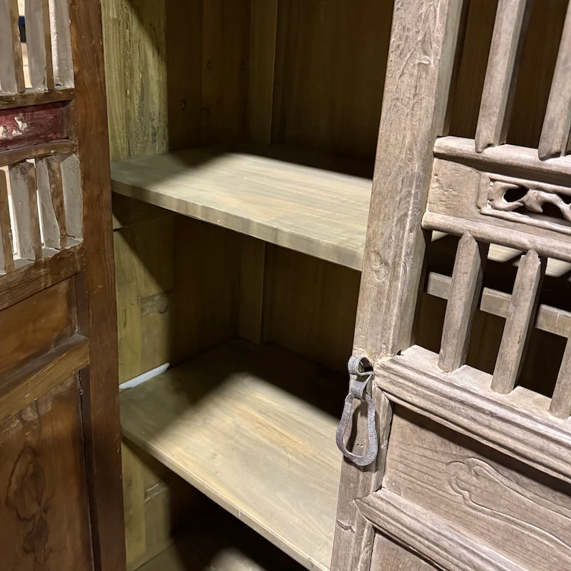 Vintage Reclaimed Elm Shelved 2 Door Cupboard - Image 4