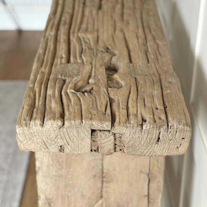 Vintage Reclaimed Elm Two Shelf Console Table 127cm - Image 3