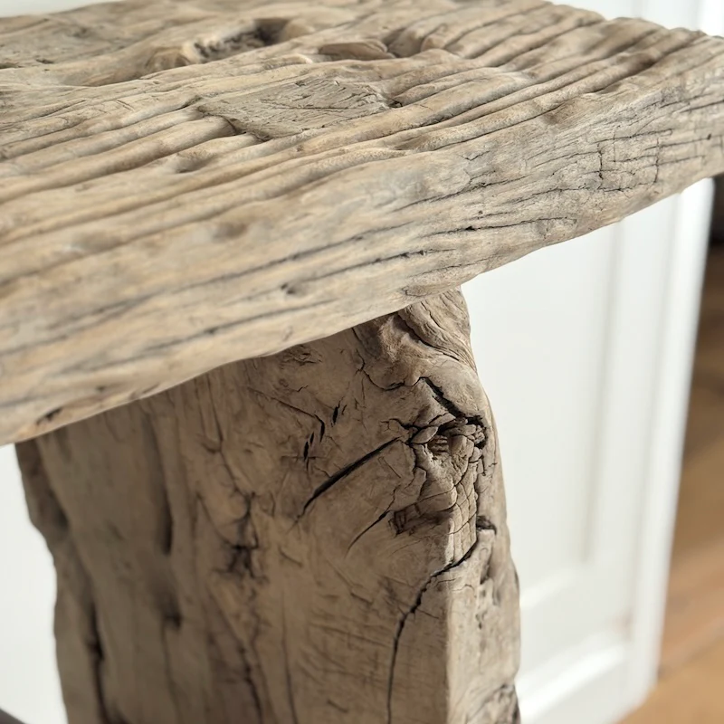 Vintage Reclaimed Elm Two Shelf Console Table 127cm - Image 4
