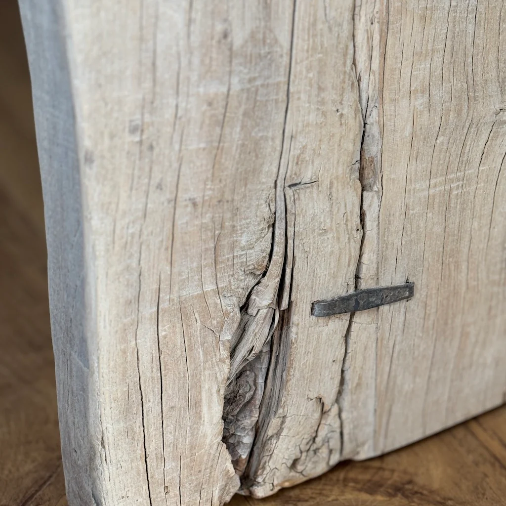 Vintage Reclaimed Elm Two Shelf Console Table 135cm - Image 6