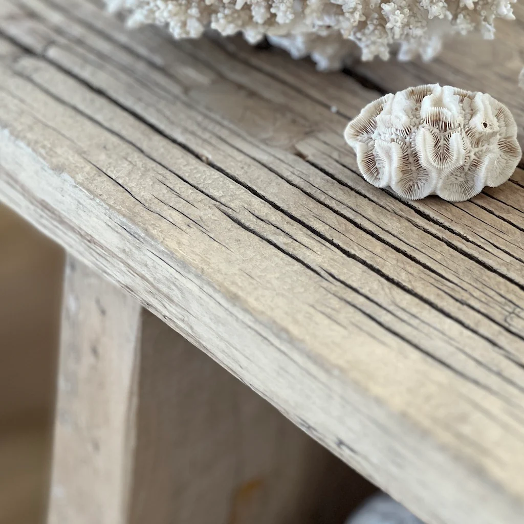 Vintage Reclaimed Elm Two Shelf Console Table - Image 4