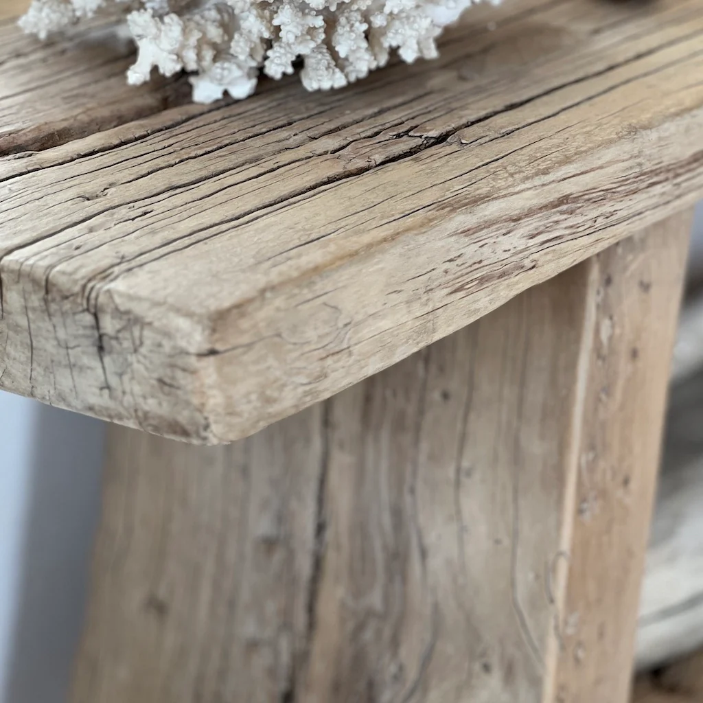 Vintage Reclaimed Elm Two Shelf Console Table - Image 5