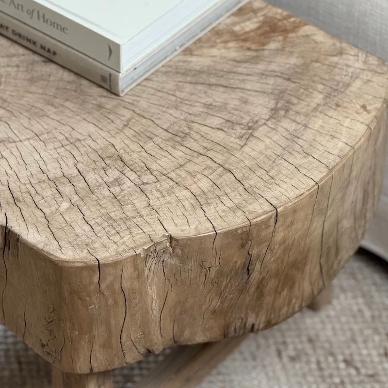 Vintage Reclaimed Heavyweight Chunky Wood Side Table - Image 3