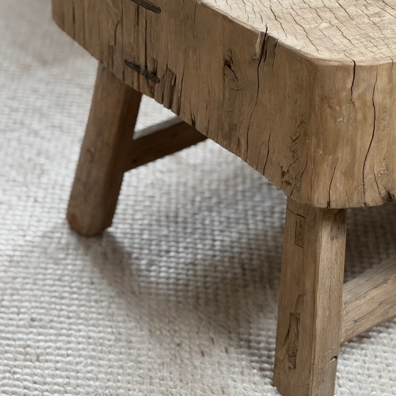 Vintage Reclaimed Heavyweight Chunky Wood Side Table - Image 6