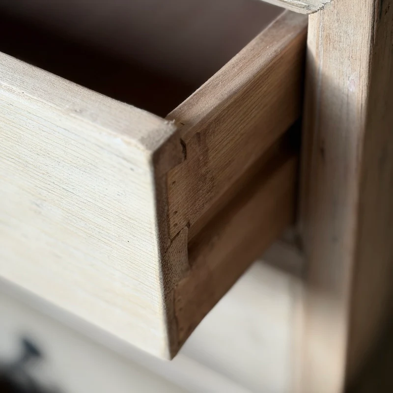 Vintage Reclaimed Wood Four Drawer Bedside Chests - Pair - Image 3