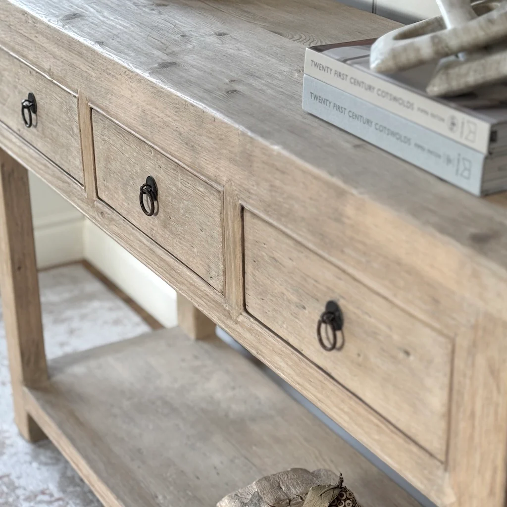 Vintage Three Drawer Console And Potboard Shelf - Image 2