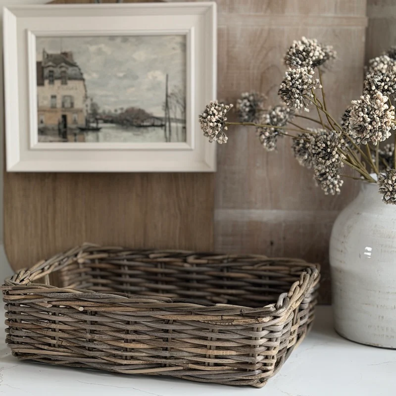 Weathered Kubu Basket Trays – Choice of 4 Shallow Wicker Baskets - Image 4
