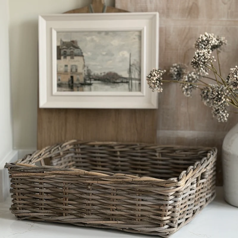 Weathered Kubu Basket Trays – Choice of 4 Shallow Wicker Baskets - Image 5