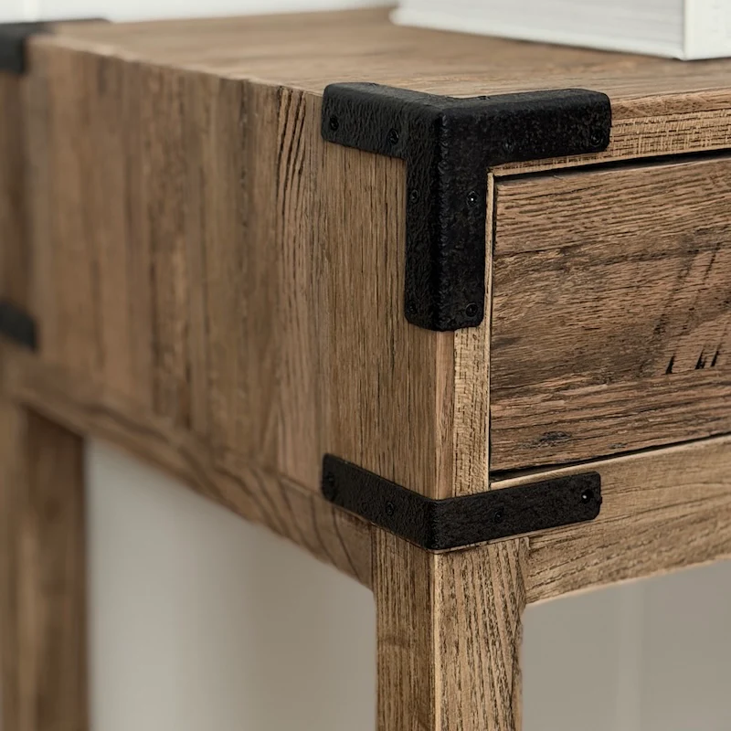 Weathered Rustic 3 Drawer Reclaimed Oak Console Table - Image 4