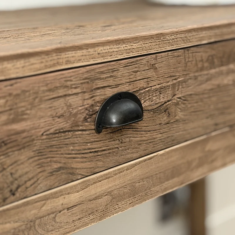 Weathered Rustic 3 Drawer Reclaimed Oak Console Table - Image 8