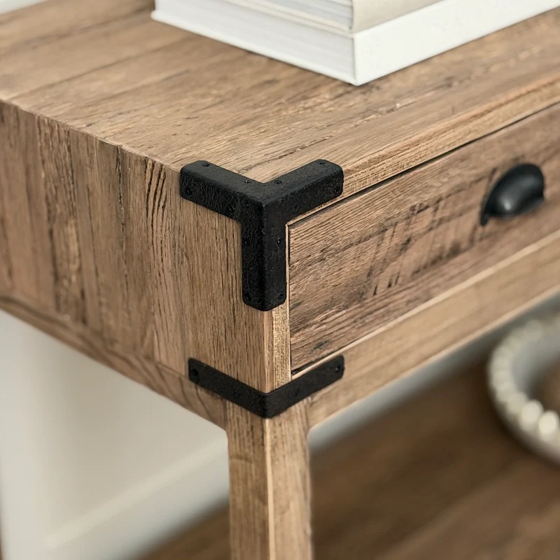 Weathered Rustic 3 Drawer Reclaimed Oak Console Table - Image 9