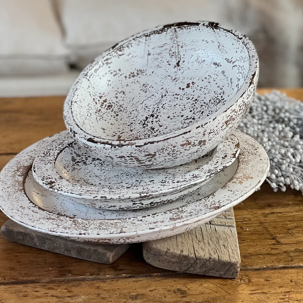 White Distressed Wooden Decorative Tableware - Image 7