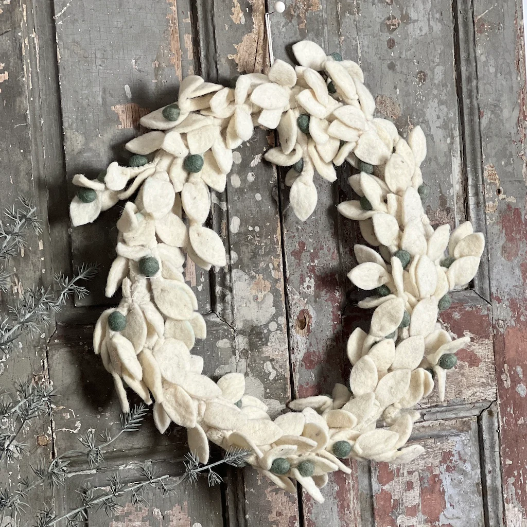 White Felt Wreath - Image 3