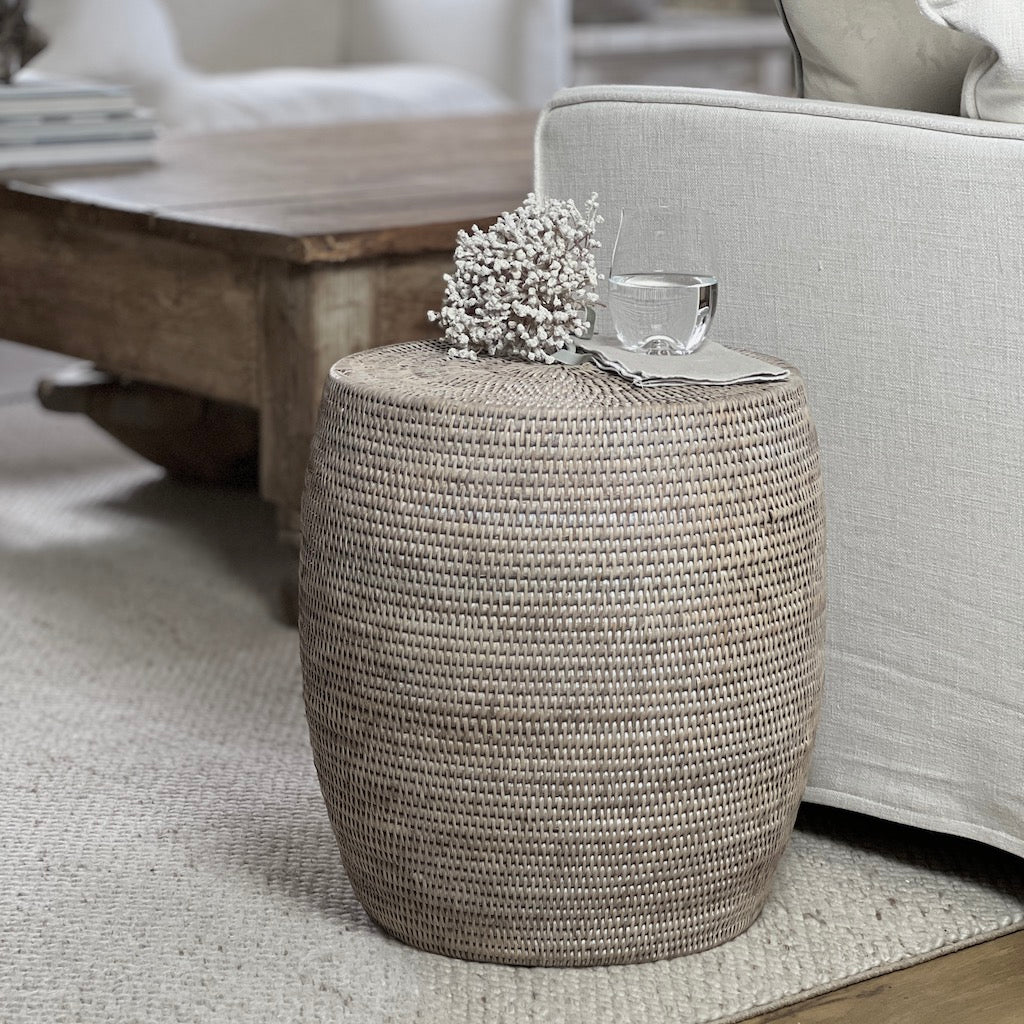 White Rattan Stool - Image 2
