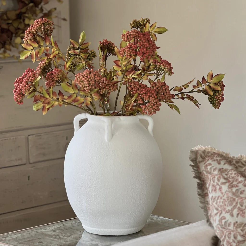 Matt White Textured Handle Vase - Image 3