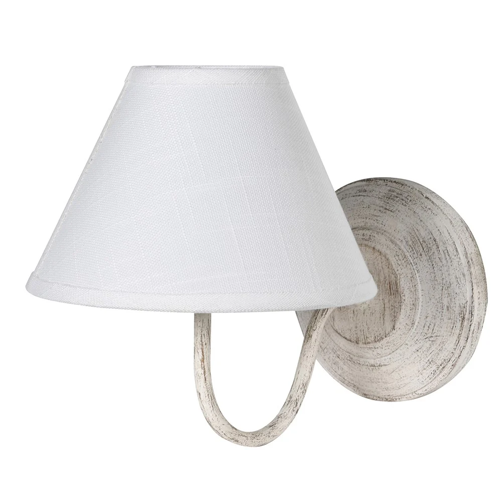 White Washed Wall Light with Linen Shade - Image 2