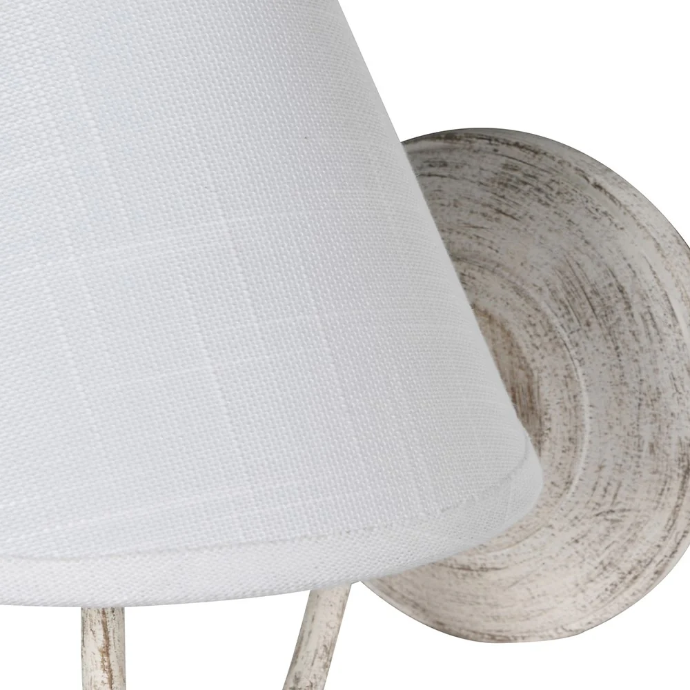 White Washed Wall Light with Linen Shade - Image 3