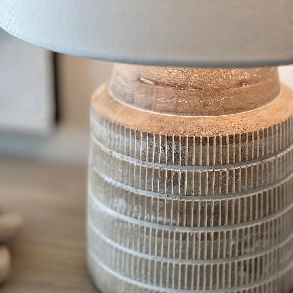 Whitewash Wood Textured Table Lamp - Image 2