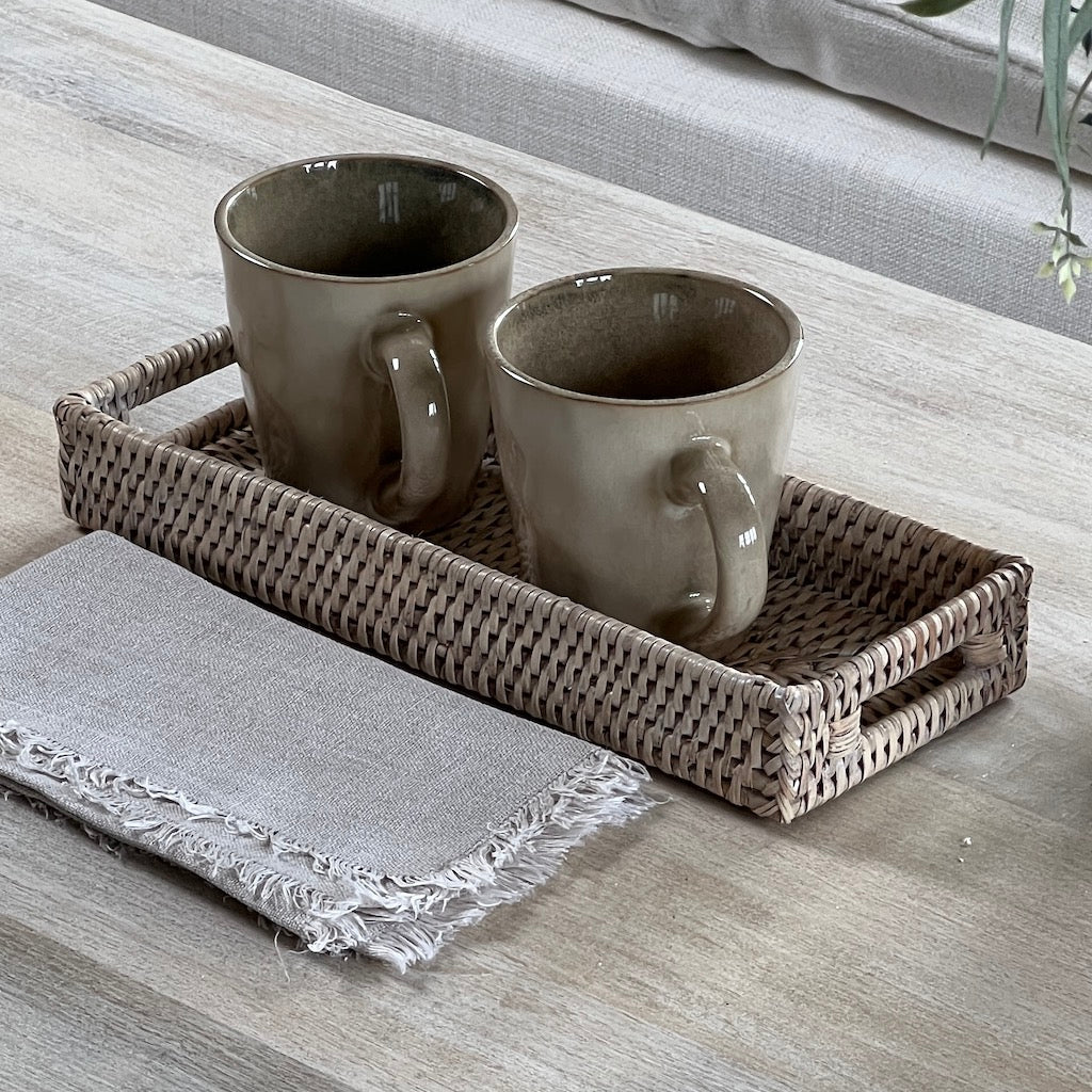 Whitewashed Low Profile Rattan Trays Four Sizes Available - Image 6