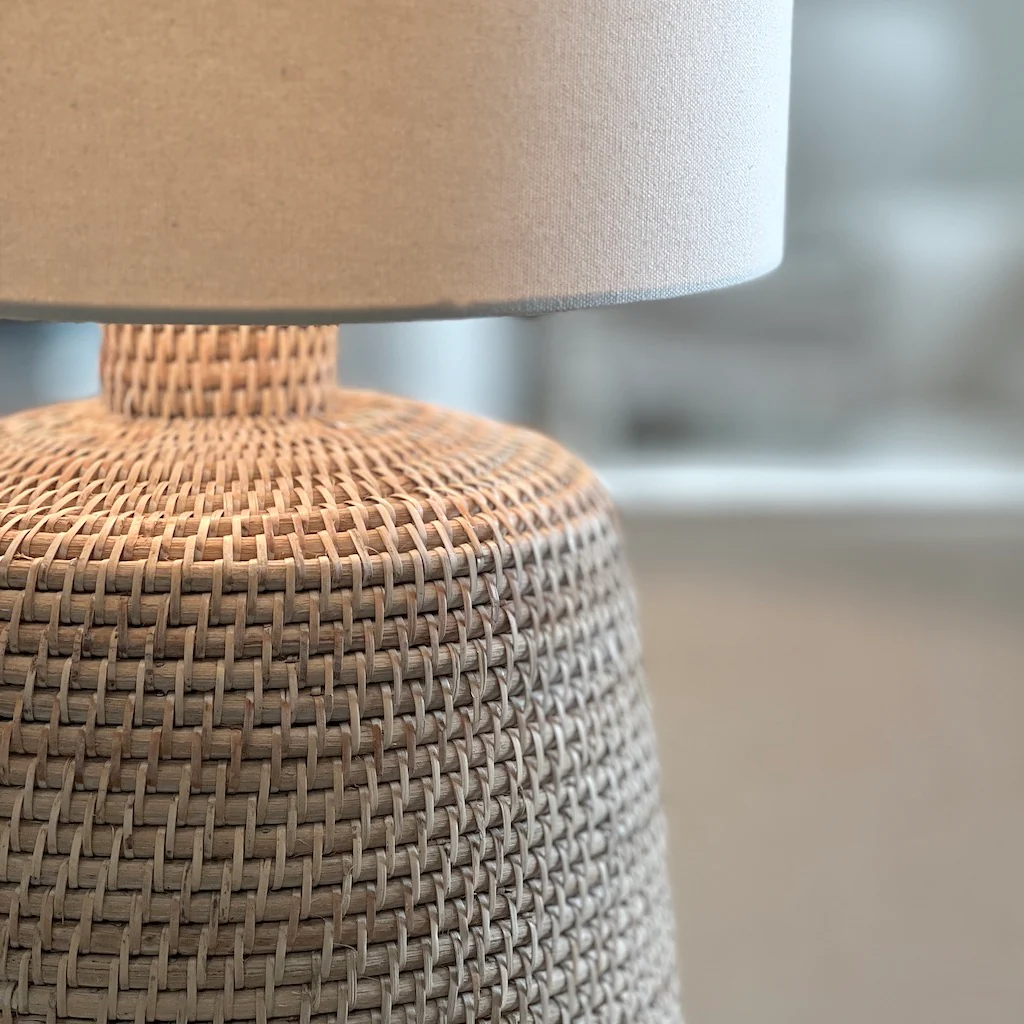 Whitewashed Rattan Squat Table Lamp - Image 8