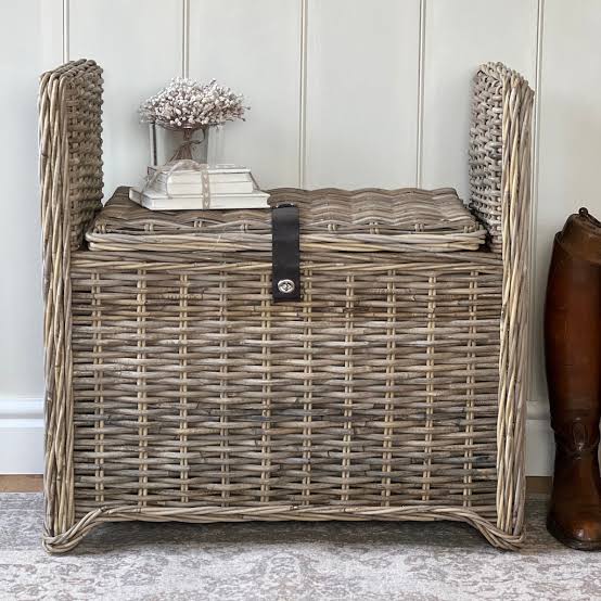 Wicker Basket Weave Storage Bench