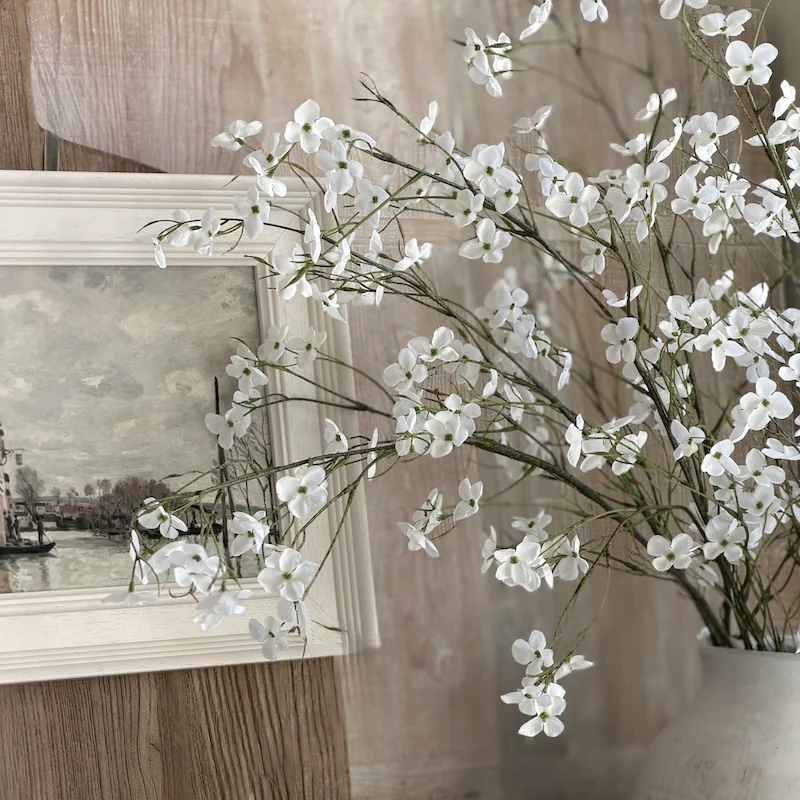Wild Cherry Blossom Stem – Soft White Faux Floral Spray